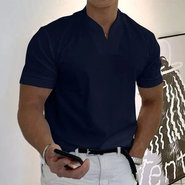 Camisa de manga corta de negocios para hombres/señores de escote en V