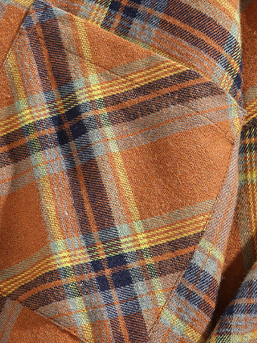 Camisa de manga larga casual de cuadros con bolsillo y botones para hombre