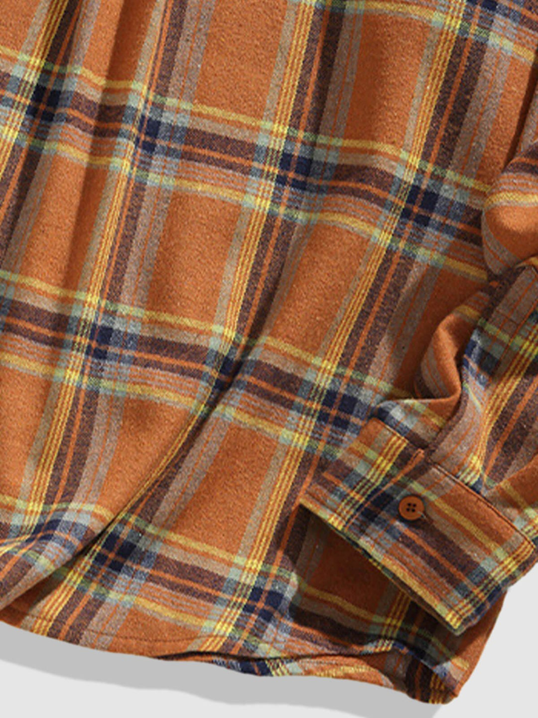 Camisa de manga larga casual de cuadros con bolsillo y botones para hombre