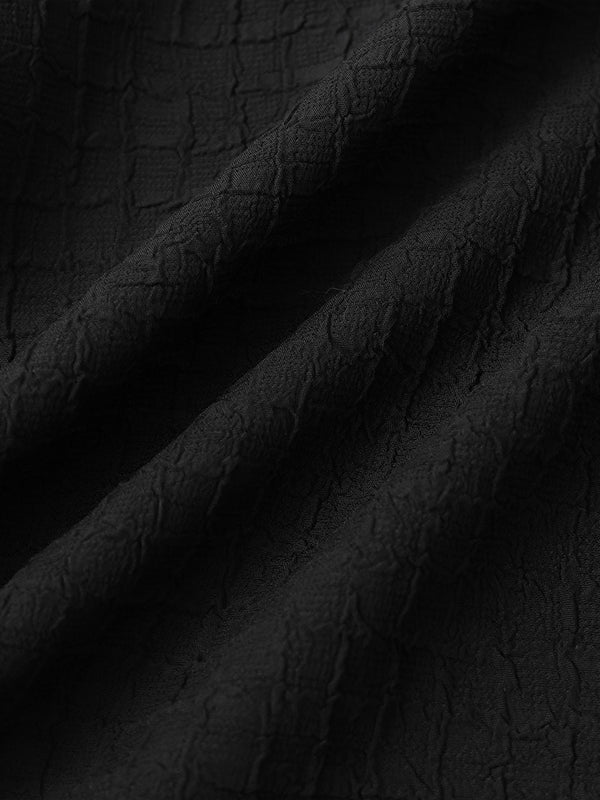 Camisa de manga corta casual de color sólido con rayas de textura irregular para hombre