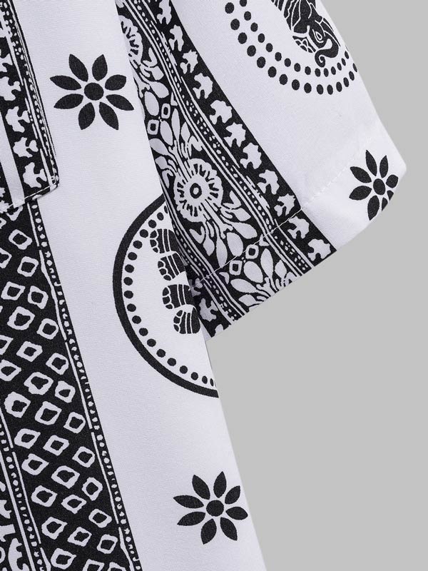 Camisa de Manga Corta Casual Retro con Estampado Floral y Tela Cómoda para Hombre