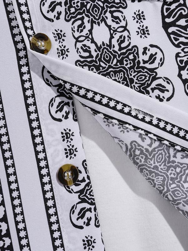 Camisa de Manga Corta Casual Retro con Estampado Floral y Tela Cómoda para Hombre
