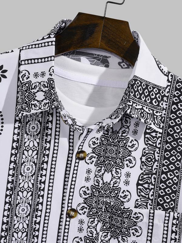 Camisa de Manga Corta Casual Retro con Estampado Floral y Tela Cómoda para Hombre