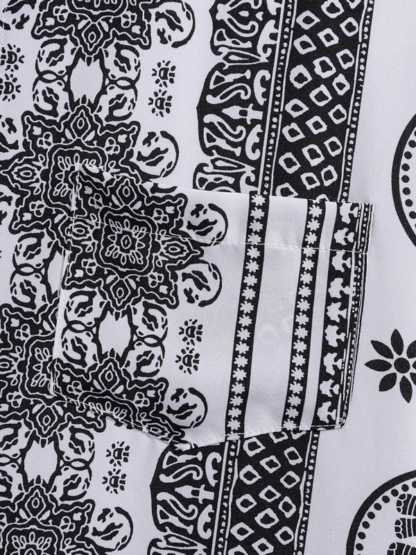Camisa de Manga Corta Casual Retro con Estampado Floral y Tela Cómoda para Hombre