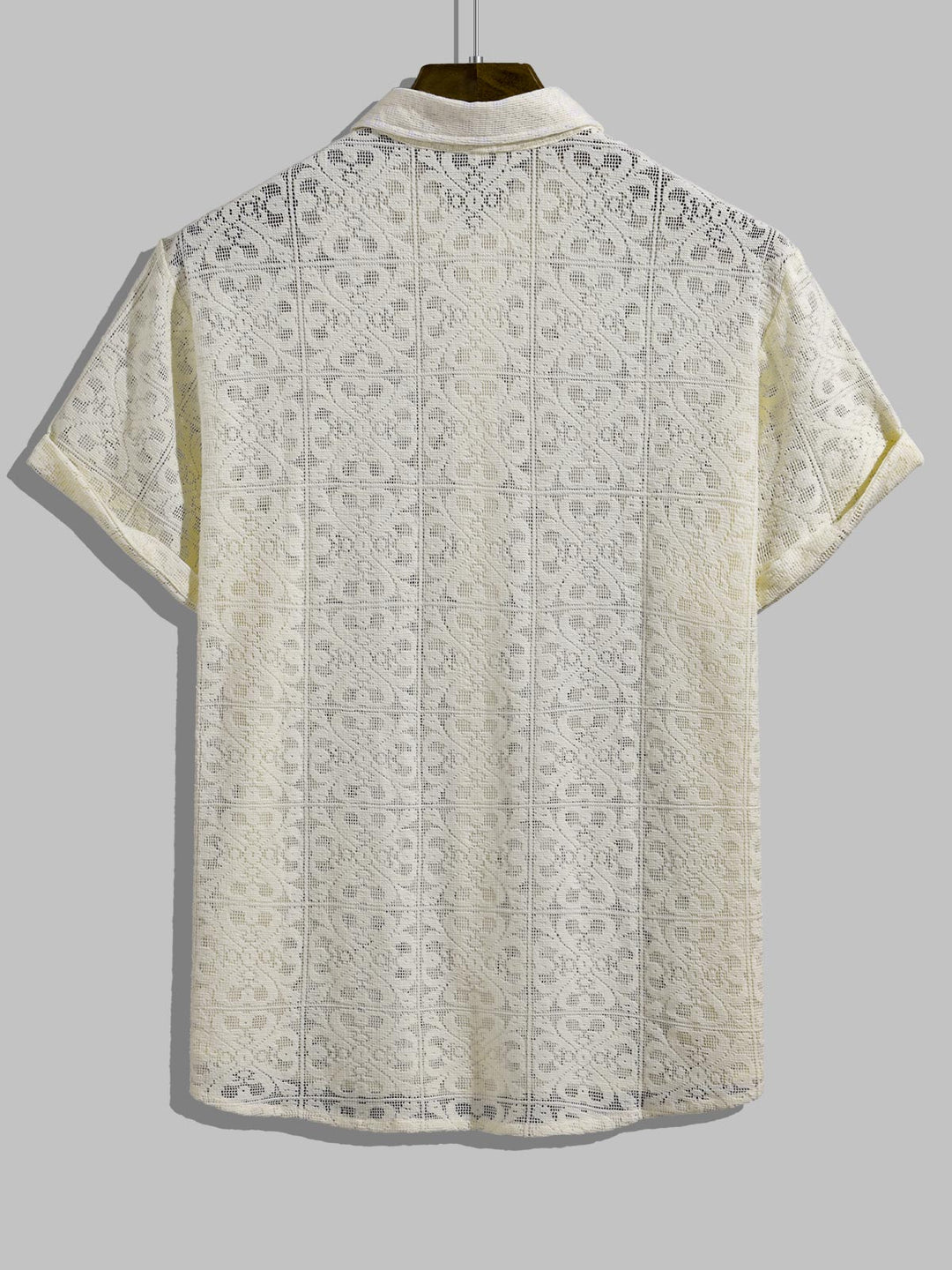 Camisa de manga corta sexy con botones huecos y solapa para hombre