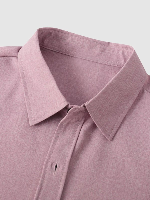 Camisa casual de manga corta para hombre de color sólido de algodón y lino