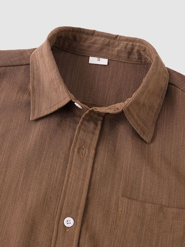 Camisa de manga corta casual de algodón sólida de color liso para hombre