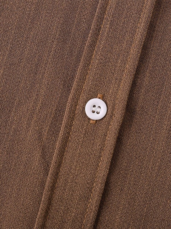 Camisa de manga corta casual de algodón sólida de color liso para hombre