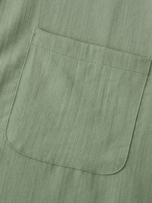 Camisa de manga corta casual de algodón sólida de color liso para hombre