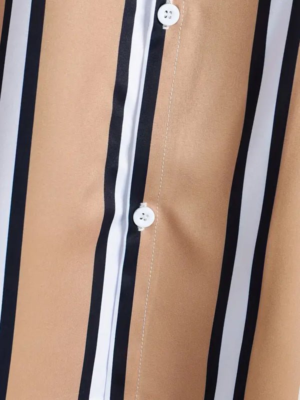 Camisa casual de manga corta a rayas para hombre