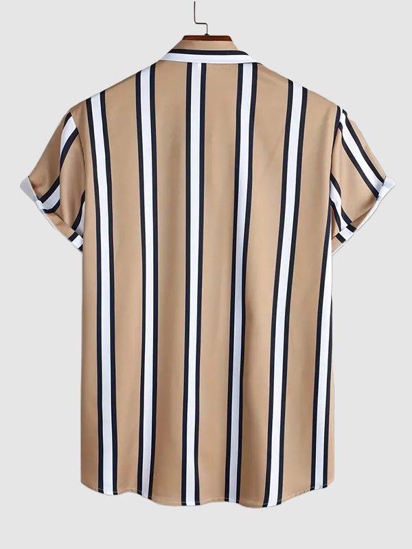 Camisa casual de manga corta a rayas para hombre