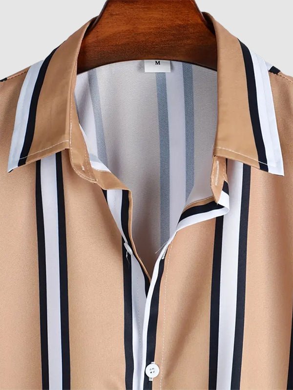 Camisa casual de manga corta a rayas para hombre