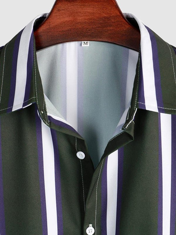 Camisa casual de manga corta a rayas para hombre