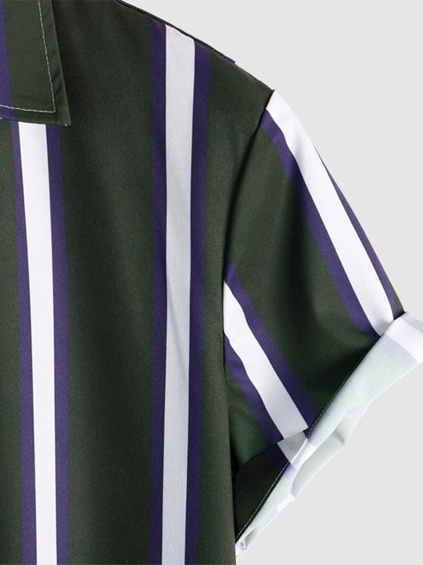 Camisa casual de manga corta a rayas para hombre