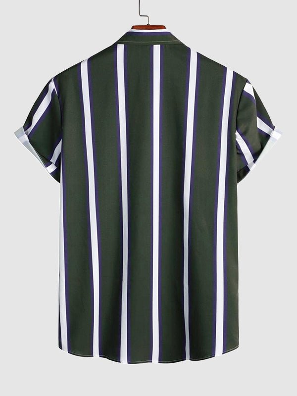 Camisa casual de manga corta a rayas para hombre